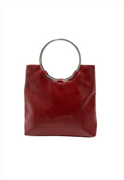 Vintage 2000s / Y2K Red Leather Wristlet Bag