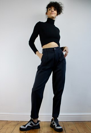 VINTAGE 80S CROPPED HIGH WAISTED TROUSERS
