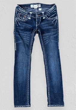 Laguna Beach Blue Jeans Hand Stitched Slim Fit Womens 26W