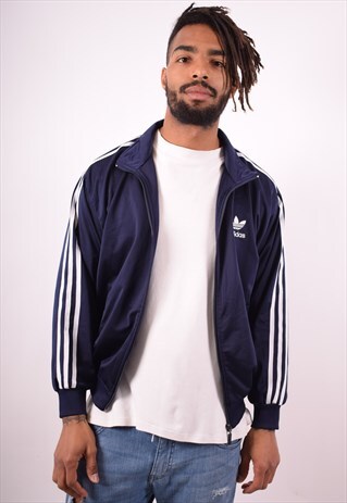 ADIDAS MENS VINTAGE TRACKSUIT TOP JACKET MEDIUM BLUE 90S
