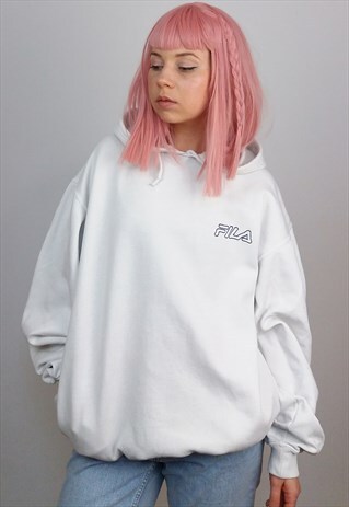 VINTAGE 90'S FILA OVERSIZED UNISEX HOODIE IN WHITE