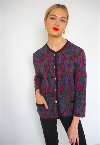 VINTAGE PATTERNED BUTTON UP CARDIGAN