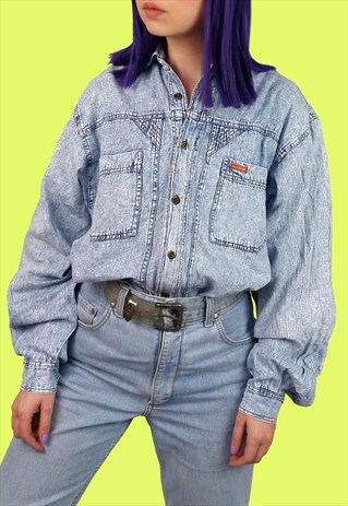 VINTAGE 80'S UNISEX ACIDWASH BOYFRIEND SHIRT