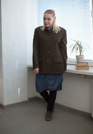 VINTAGE 80'S KHAKI WOOL JACKET