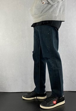 Black Levis 501 Mens Paint Splatter Jeans Reworked Levis 90s