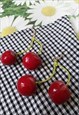 CHERRY FRUIT EARRINGS - PLASTIC CHERRIES VALENTINES