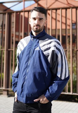 Vintage 90s ADIDAS 3 Stripe Zip Up Sports Windbreaker