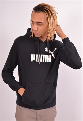 VINTAGE PUMA HOODIE JUMPER BLACK
