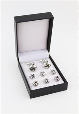 Silver Twisted Tuxedo Cufflink & Studs Set