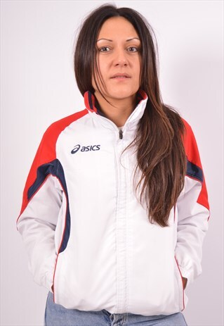 VINTAGE ASICS TRACKSUIT TOP JACKET WHITE