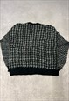 VINTAGE ABSTRACT KNITTED CARDIGAN PATTERNED GRANDAD SWEATER