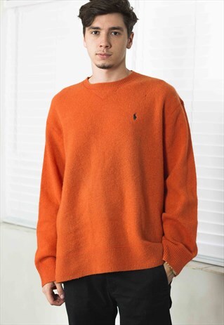 VINTAGE POLO RALPH LAUREN WOOL SWEATER JUMPER LOGO XL 13.8