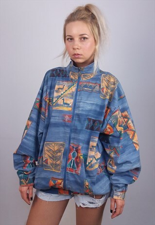 TRIGEMA VINTAGE 80'S RETRO PRINT UNISEX COTTON JACKET