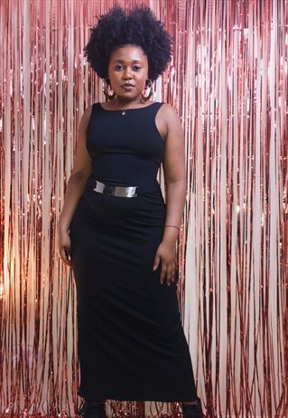 Y2K BLACK BODYCON MAXI DRESS BY LIPSY