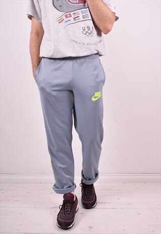 NIKE MENS VINTAGE TRACKSUIT TROUSERS W30 L31 GREY 90'S