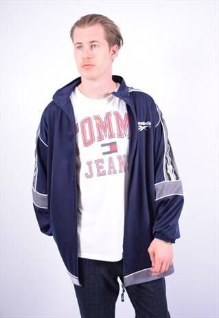 VINTAGE REEBOK TRACKSUIT TOP JACKET NAVY BLUE