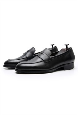 Men's derby lace up shoes in black leather with black