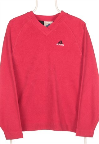 Vintage Adidas - Red V Neck Embroidered Fleece Sweatshirt - | Vintage ...