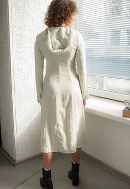 Vintage Y2K Pastel Green Midi Long Sleeved Hooded Dress