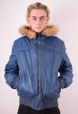 LEE MENS VINTAGE PADDED JACKET LARGE BLUE 90S