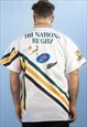 VINTAGE RUGBY TRI NATIONS POLO SHIRT IN WHITE XL