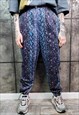 SNAKE PRINT JOGGERS HANDMADE PYTHON OVERALLS IN PURPLE BLUE
