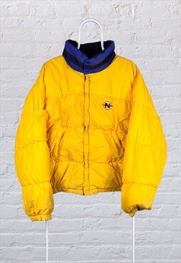 Vintage Reversible Nautica Puffer Jacket Blue Yellow Large