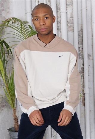 VINTAGE NIKE CHEST LOGO SWEATSHIRT BEIGE