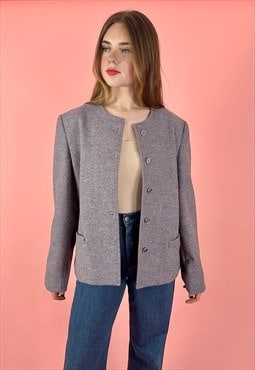 70's Vintage Purple Wool Ladies Long Sleeve Jacket