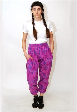VINTAGE HAMMER PANTS 80S PATTERN PRINT PARACHUTE TROUSERS 90
