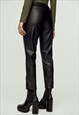 BLACK FAUX LEATHER 7/8 PANTS