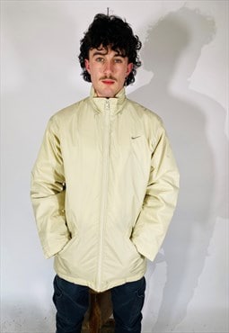 Vintage Nike 90s Embroidered Cream Puffer Coat