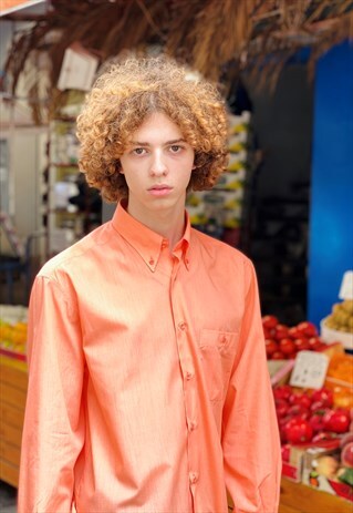 VINTAGE 90'S PINK - ORANGE SHIRT WIHT BUTTON DOWN COLLAR