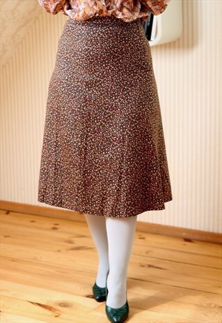 BROWN DITSY VINTAGE SKIRT