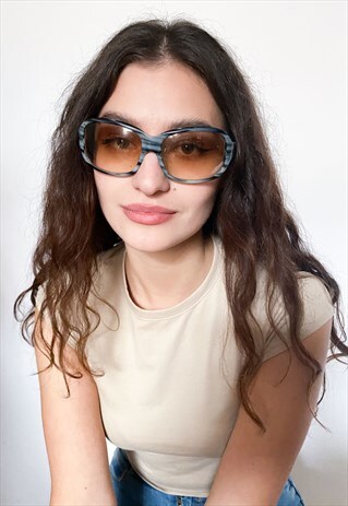 VINTAGE Y2K MARBLE TEXTURE SUNGLASSES IN GREY / BEIGE