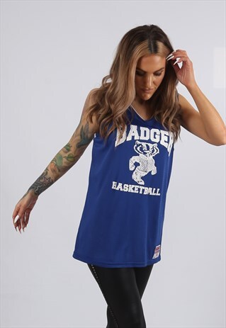 VINTAGE SPORTS JERSEY BASKETBALL BADGER VEST TOP 16 XL (B9S)