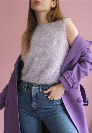 Y2K LILAC FLUFFY TANK TOP