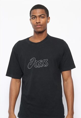 VINTAGE ASICS BIG LOGO T-SHIRT BLACK