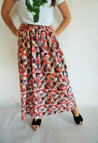 VINTAGE HIGH WAIST SUMMER SKIRT SKIRTS MIDI FLORAL 90S