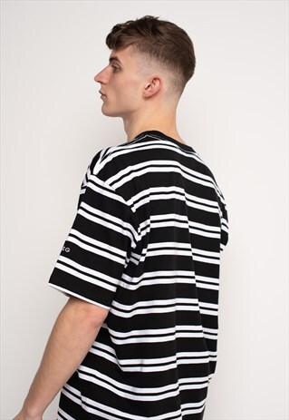 G&G UNISEX BLACK CLASSIC STRIPE TEE