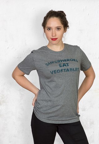 SUPERHEROES EAT VEGETABLES VEGAN T-SHIRT