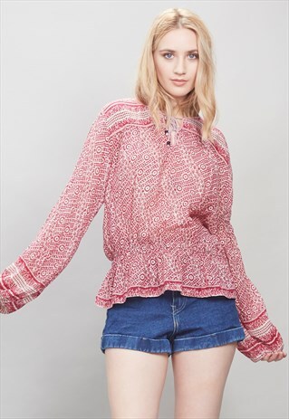 FLORAL INDIAN VINTAGE BOHO BLOUSE