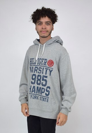 VINTAGE 90'S TOMMY HILFIGER GREY HOODIE