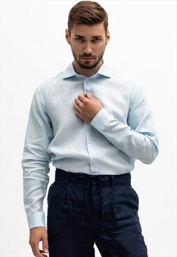Regular fit linen shirt man with long sleeves