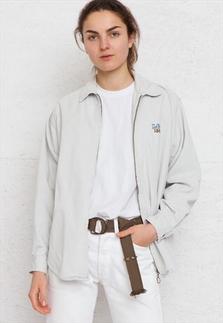 VINTAGE GREY LEE LONG SLEEVE CORDUROY ZIP SHIRT