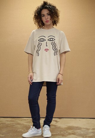 SHORT SLEEVED T-SHIRT IN SAND WITH ATHENA GRAPHIC PRINT
