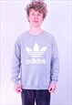 VINTAGE ADIDAS SWEATSHIRT SPELL OUT GREY LARGE