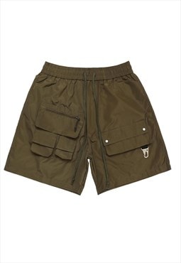Utility cargo pocket shorts cropped skater pants in brown