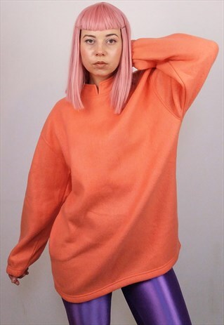 VINTAGE SOFT FLEECE THERMAL SWEATSHIRT IN CORAL PINK