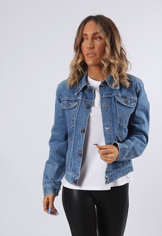 WRANGLER DENIM JACKET FITTED VINTAGE UK 10 (6BJ)